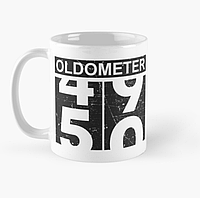 Чашка Керамическая кружка с принтом Oldometer Олдометер 50 день рождения Белая 330 мл