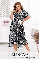 Черное штапельное платье в свободном стиле с капюшоном большой размер 46-48,50-52,54-56,58-60,62-64,66-68