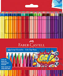 Фломастери тригранні Faber-Castell Grip felt-tip pen, 30 кольорів, 155335