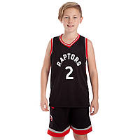 Детская баскетбольная форма NBA Toronto Raptors №2 Leonard BA-0969 (рост 130-165 см, черный)