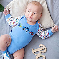 Боді (напівкомбінезон) для хлопчика GABBI BD-19-03-1 Машинки Блакитний на зріст 62 (11530)