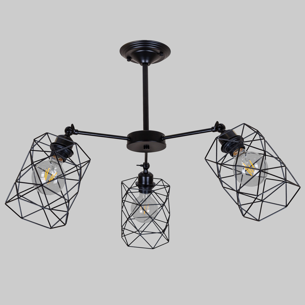 Чорна стельова люстра на 3 лампи (52-F105-3 BK)