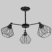 Чорна стельова люстра на 3 лампи (52-F108-3 BK)