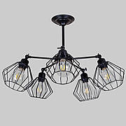 Чорна стельова люстра на 5 ламп (52-F108-5 BK)