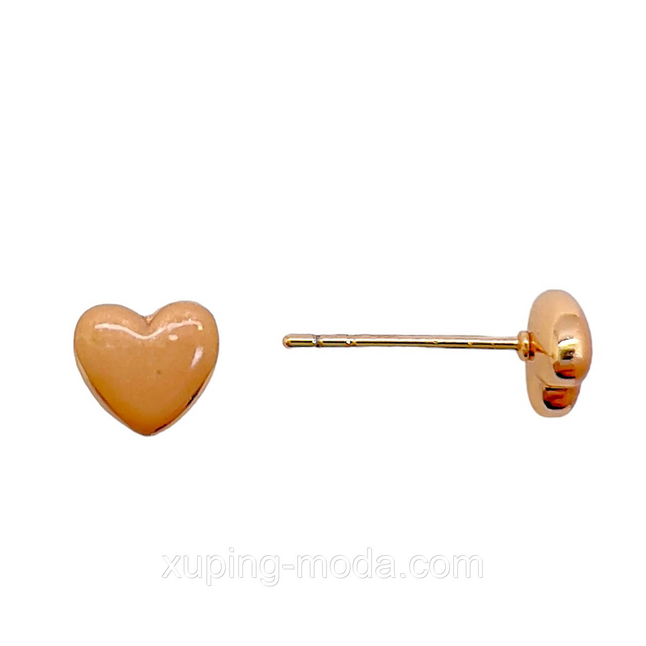Сережки серця xuping. 6 мм. 18к( персикова фарба)