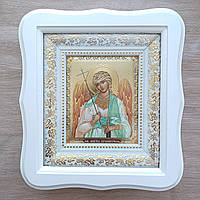 Ікона Ангел Хранитель святий, лик 10х12 см, у білому фігурному дерев'яному кіоті