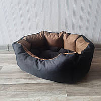 Лежак лежанка для собак і кішок зі знімною двосторонньою подушкою, Спальні місця для хатніх тварин чорний XL