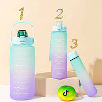 Набір пляшечки для води 3 в 1, Спортивна пляшка для води 2 л, 900 мл, 500 мл TikTok Пляшка мотиваційна
