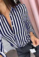 Рубашка с длинными рукавами в полоску "Sail" оптом | Батал