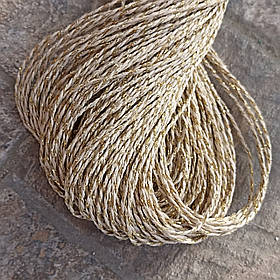 Декоративний шпагат для плетіння декораж - золотий міксовий бавовняний шнурок  ( 100 м.п.)