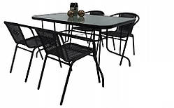 Комплект садових меблів Kontrast Garden Black-4 садовий стіл + 4 стільці B_1017