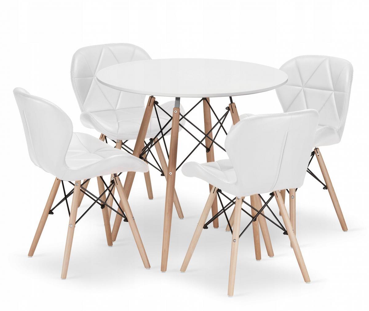 Стіл обідній + 4 стільці JUMI-4 WHITE для кухні вітальні їдальні B_1032, фото 1