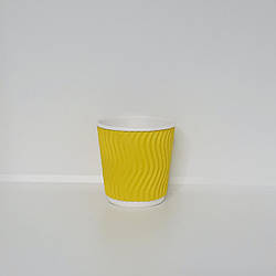 Гофрований жовтий стакан Хвиля, 110 мл, одноразовий, для еспрессо