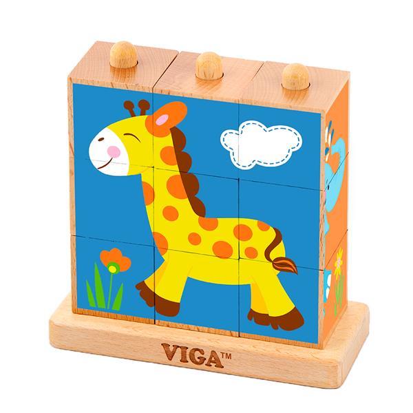 Дерев' яні кубики-піридка Viga Toys Зверята (50834) B_1142