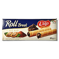 Вафельные трубочки LAGO с шоколадным кремом roll break cacao 80г