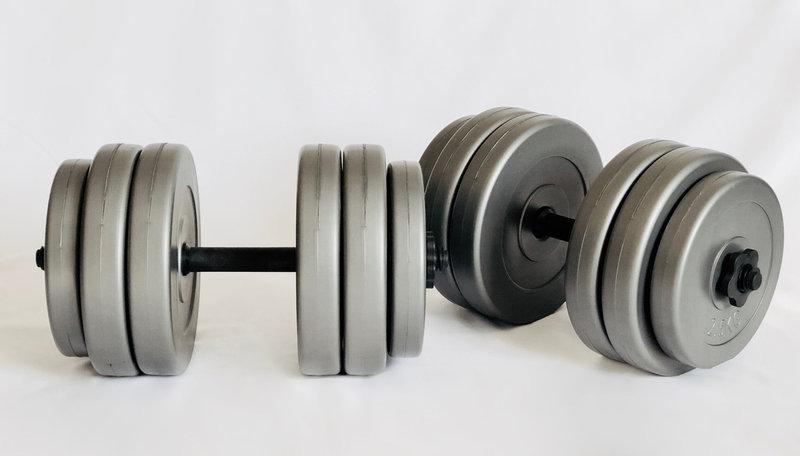 Розбірні гантелі композитні WCG GREY 2 по 25 кг (Набірні, пластикове покриття, гантелі для дому) B_1796, фото 1