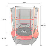 Батут дитячий Atleto 140 см із захисною сіткою для дітей спортивний вуличний для будинку Червоний B_2119, фото 9