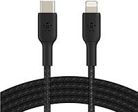 Кабель Belkin Type-C - Lightning 1м плетеный Black (CAA004BT1MBK)