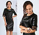 Женское модное классическое платье с экокожи - фото 2 - id-p1891614862