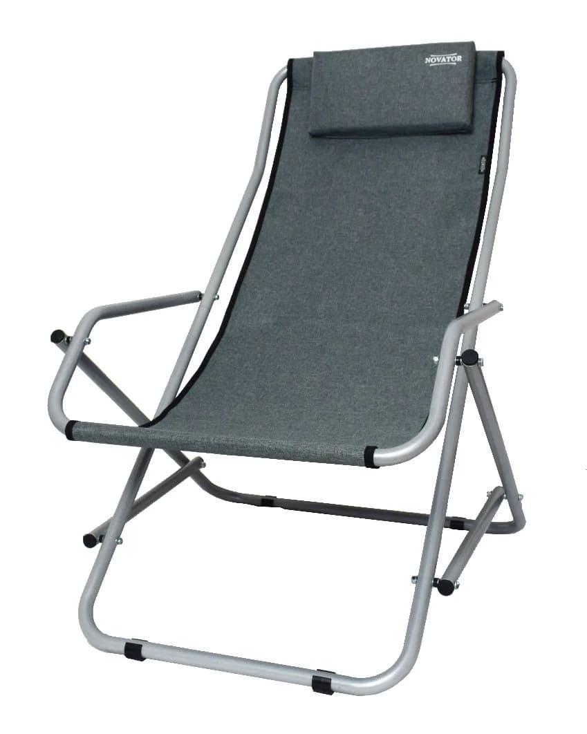 Кресло-шезлонг Novator SH-7 для отдыха на природе (Садовое кресло) B_7487 Серый - фото 3 - id-p1891593475