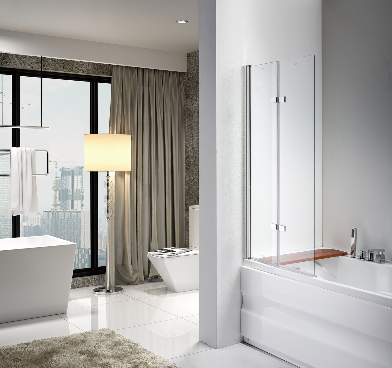 Шторка для ванни скляна AVKO Glass 547 80x140 Clear монтаж з обох боків B_1415, фото 1