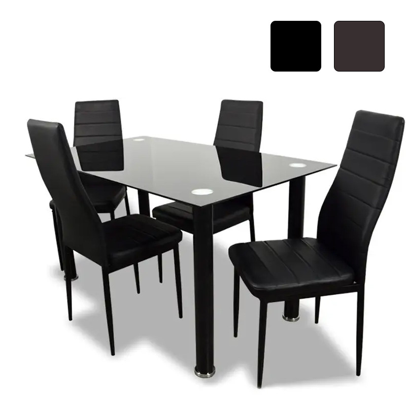 Стіл обідній скляний + 4 м'які крісла Home Fest Panana Набір кухонних меблів комплект для кухні кафе B_1394, фото 1