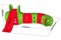 Гірка дитяча з тунелем Gardentoys 01470/3 зелено-червона для дітей B_1423