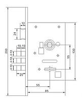 Комплект BRUNO 7055 (ручка на планці + сувальдний замок 969-55 + 5кл) ант латунь