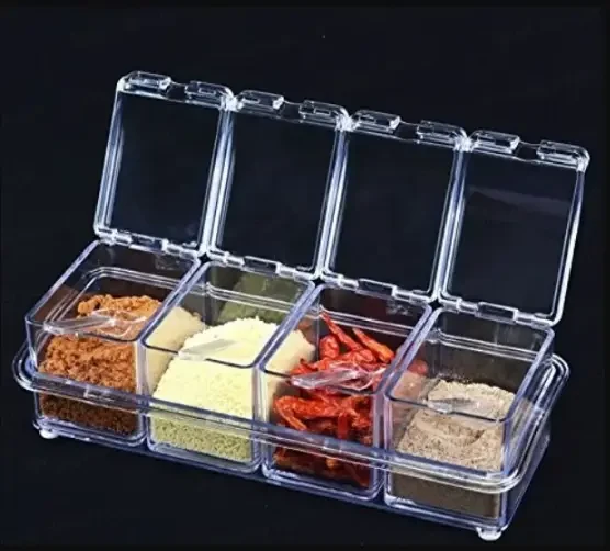 Набір ємностей для зберігання спецій 4 відділення Crystal Jw, фото 1