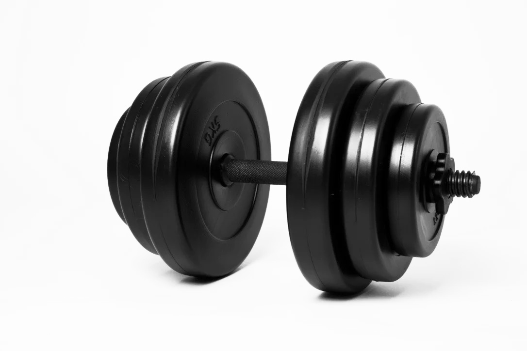 Розбірна гантель композитна 18кг прямий гриф для тренувань вдома (Набірна пластикове покриття гайки Вейдера) B_5737, фото 1