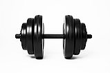 Розбірна гантель композитна 18кг прямий гриф для тренувань вдома (Набірна пластикове покриття гайки Вейдера) B_5737, фото 2