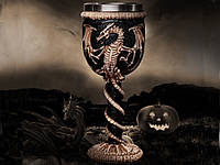 Кубок серебряный со скелетом Дракон 3D Gothic Dragon 150 мл