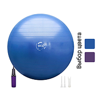 М'яч для фітнесу фітбол гімнастичний WCG 55 см Anti-Burst до 300 кг насос в комплекті B_5775