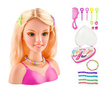 Манекен голова ляльки 7467 дитяча для укладання волосся зачісок + аксесуари B_1627