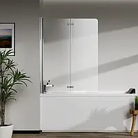 Скляна шторка для ванни перегородка AVKO Glass RDW02-J2 Black ширма 100x140 см B_1459