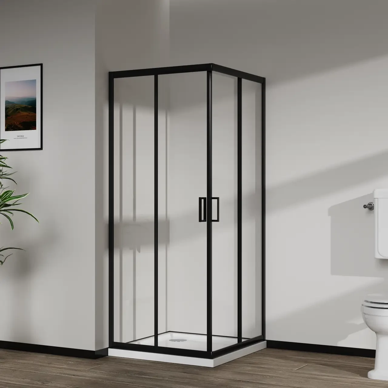 Скляна душова кабіна AVKO Glass Black RDS06 перегородка для душу 90x90x190 B_1460, фото 1