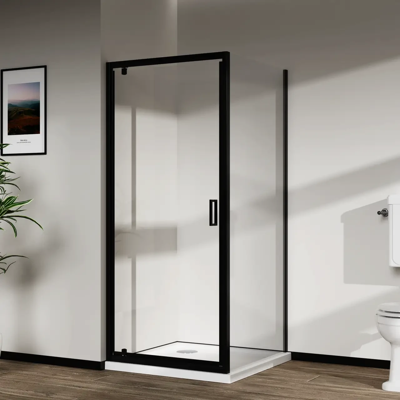 Скляна душова кабіна AVKO Glass Black RDJ06 перегородка для душу 90x90x190 B_1460, фото 1