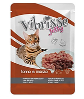 Консервы Vibrisse Jelly тунец/говядина в желе для взрослых кошек всех пород 70 г х 12 шт