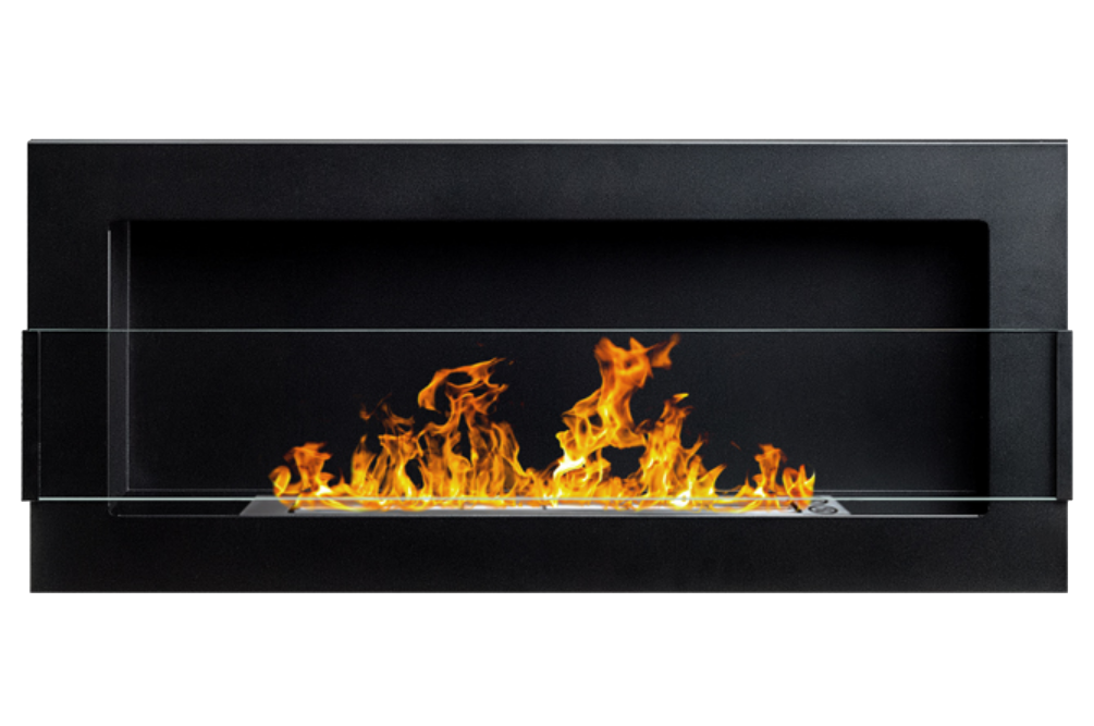 Біокамін камін домашній GMT 900х400х120 BLACK MAT + скло настінний для будинку квартири B_1636, фото 1