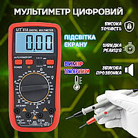Мультиметр цифровой тестер напряжения DTUT61А подсветка, чехол, прозвон, автоотключение, температура AGR