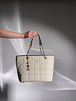 Женская подарочная сумка шопер Michael Kors Shopper Bag Beige (бежевая) KIS12066 стильная сумочка Мишель Корс