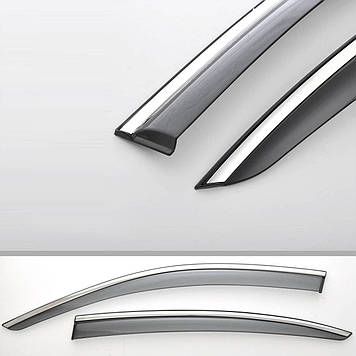 Дефлектори вікон Вітровики BMW X1 2016-2020 П/К скотч "FLY" "Нержавіюча сталь 3D"