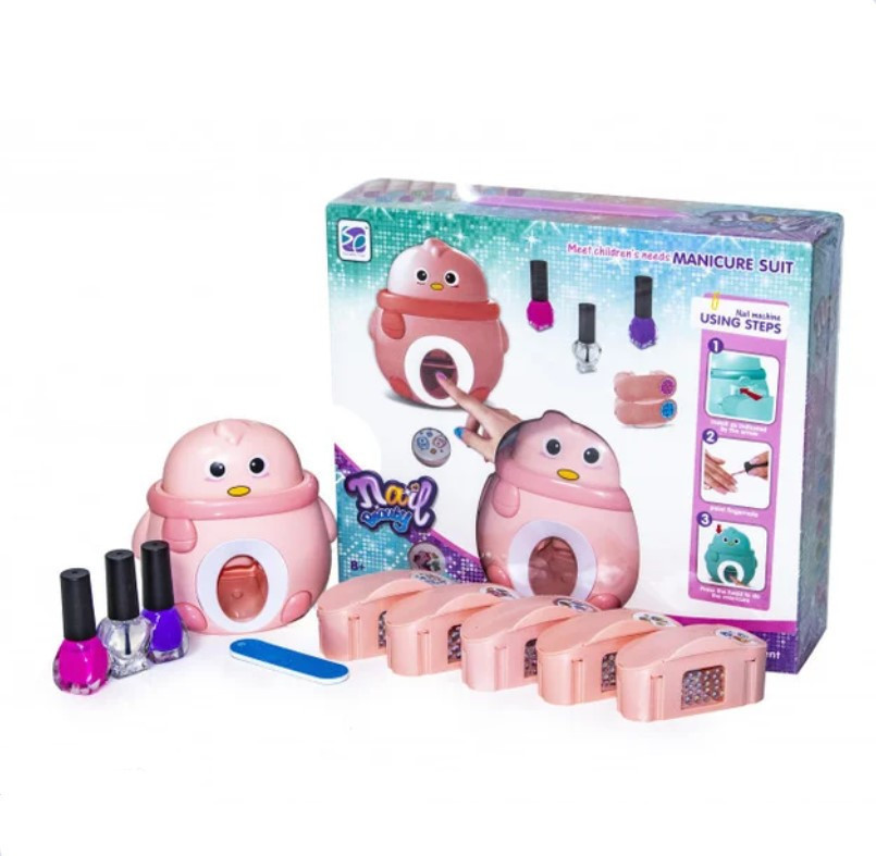 Маникюрный подарочный мини набор красоты для девочки, детская косметика, лаки для ногтей с лампой - фото 6 - id-p1891691265