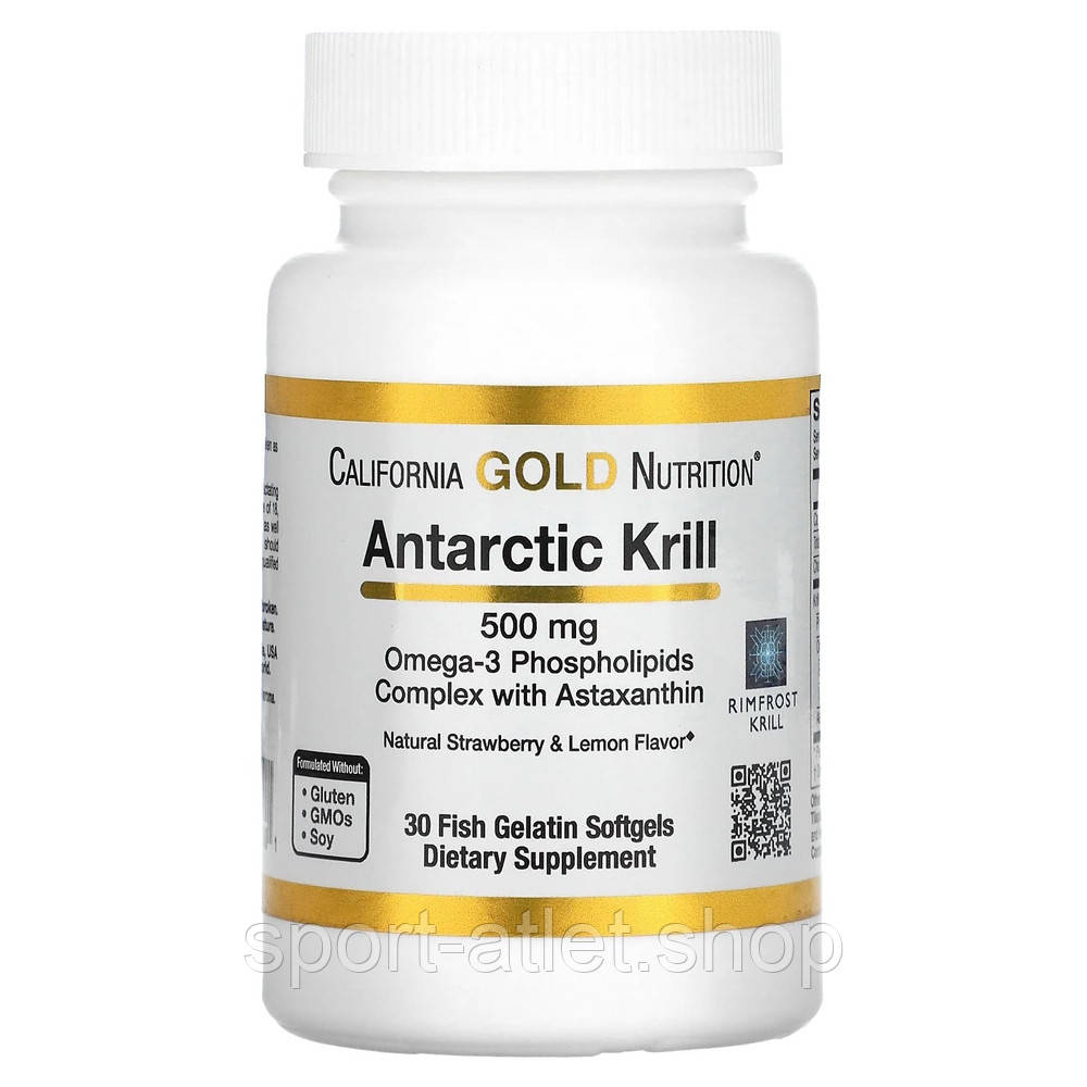 Омега 3 California Gold Nutrition Antarctic Krill Oil 500 mg, 30 капсул з оліЇ антарктичного криля, фото 1