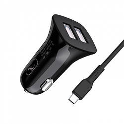 АЗП SkyDolphin SZ08T + Type-C Cable 2USB/2.4A Black