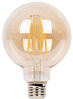 Светодиодная круглая лампа накаливания E27 G80. Золото/прозрачное стекло