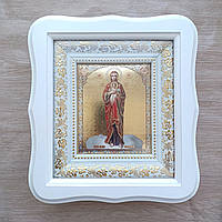 Ікона Валаамська Пресвята Богородиця, лик 10х12 см, у білому фігурному дерев'яному кіоті