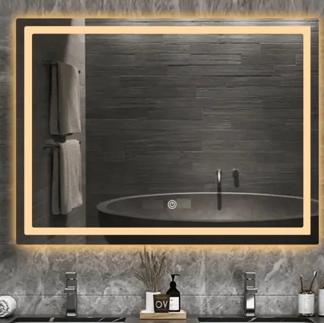 Вологостійке дзеркало з комбінованим підсвічуванням для ванної кімнати 40*60 см. Преміум Комплектація