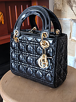 Итальянская женская сумка Christian Dior Lady D-Lite Black Lacquer