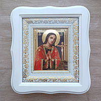 Ікона Ахтирська Пресвята Богородиця, лик 10х12 см, у білому фігурному дерев'яному кіоті